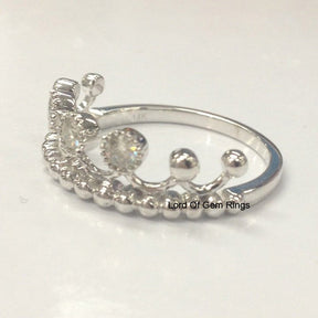 Unique Royal Crown Moissanite Ring 14K White Gold - Lord of Gem Rings