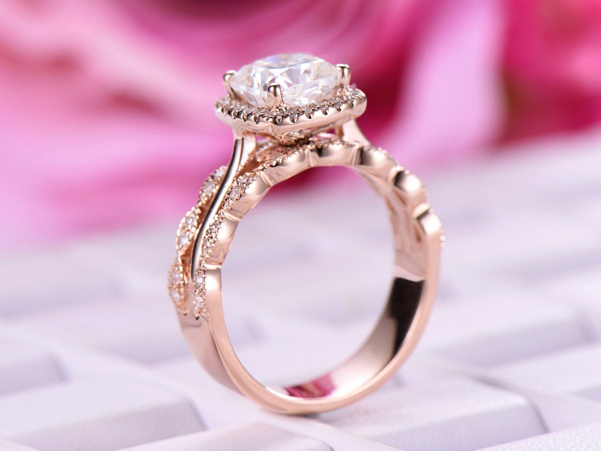 United-as-One Cushion Moissanite Engagement Ring Set - Lord of Gem Rings