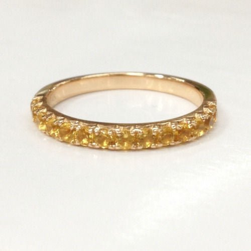 V Prong-Set Citrine Half Eternity November Birthstone Band in Rose Gold