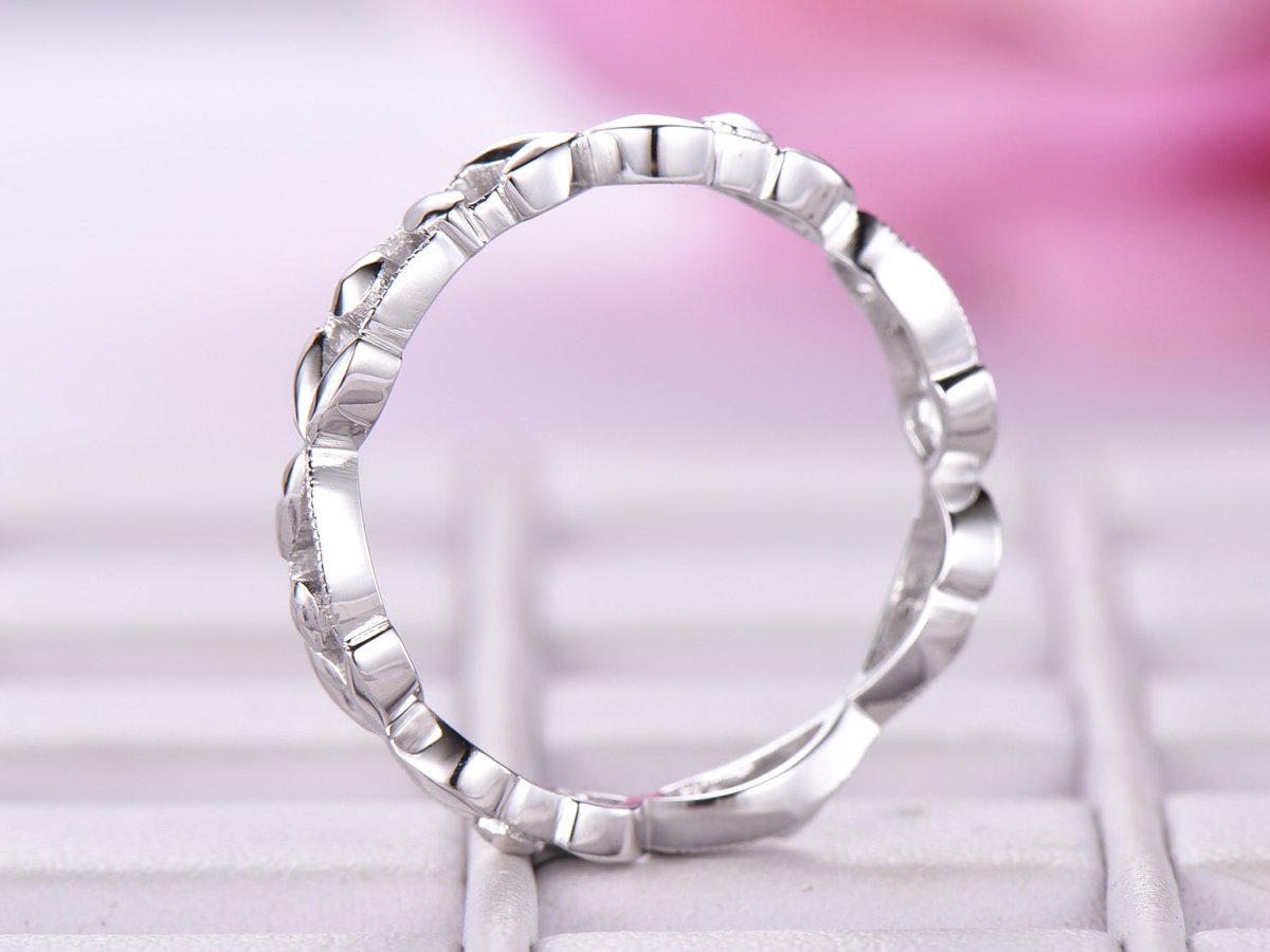 Vine and Leaf Eternity Wedding Band Plain Gold Ring - Lord of Gem Rings