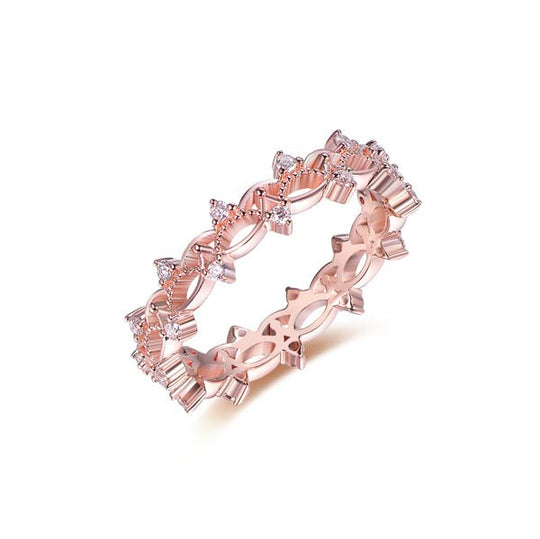 Vintage Diamond Eternity Wedding Band 14K Rose Gold