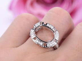 Vintage Diamond Oval Semi Mount Ring - Lord of Gem Rings