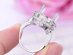 Vintage Diamond Oval Semi Mount Ring - Lord of Gem Rings