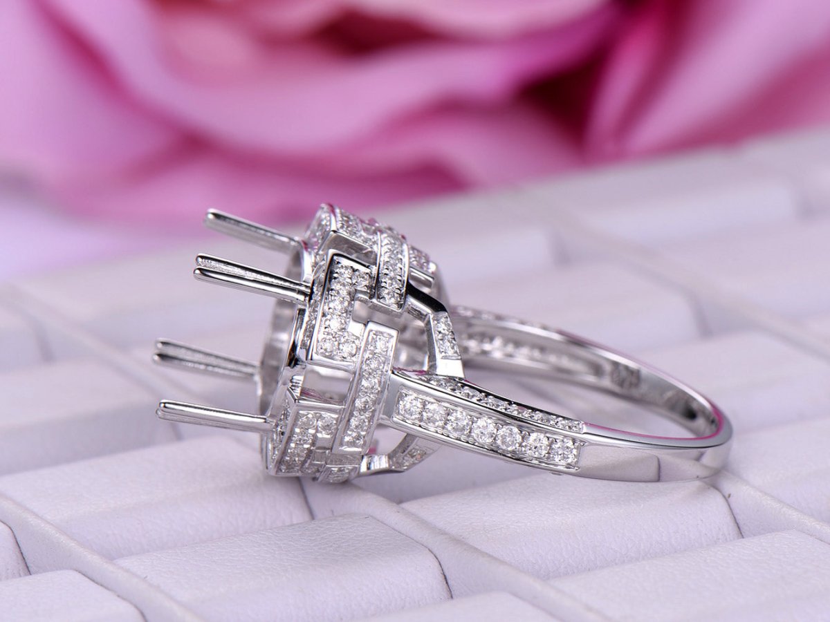 Vintage Diamond Oval Semi Mount Ring - Lord of Gem Rings