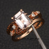 Vintage Emerald Cut Morganite Engagement Ring - Lord of Gem Rings