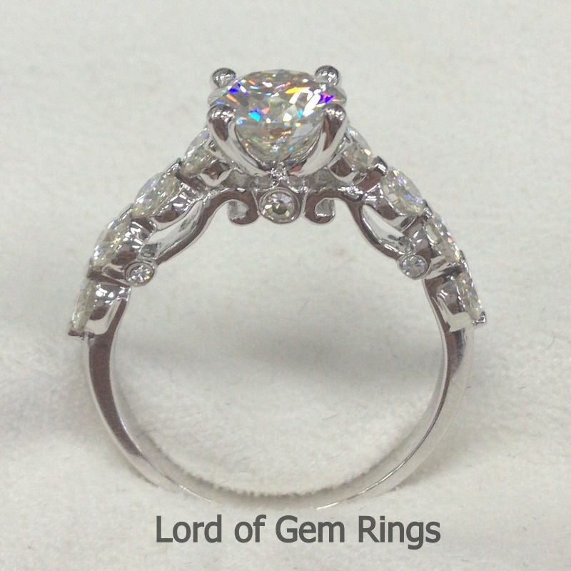 Vintage Inspired Round Moissanite Engagement Ring - Lord of Gem Rings