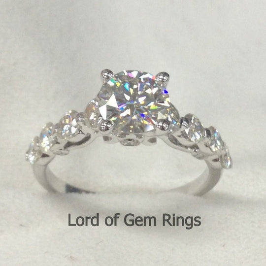 Vintage Inspired Round Moissanite Engagement Ring