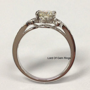 Vintage Inspired Round Moissanite Engagement Ring - Lord of Gem Rings
