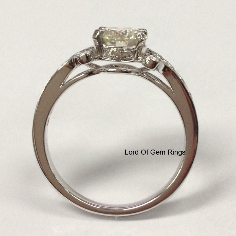 Vintage Inspired Round Moissanite Engagement Ring - Lord of Gem Rings