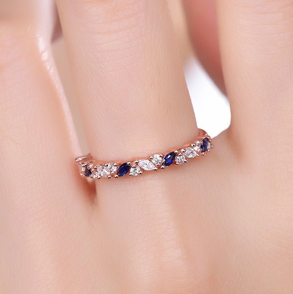 Vintage Marquise Sapphire Moissanite September Birthstone Band Woman Ring - Lord of Gem Rings