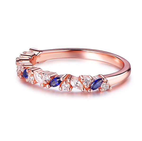 Vintage Marquise Sapphire Moissanite September Birthstone Band Woman Ring - Lord of Gem Rings