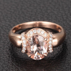 Vintage Oval Morganite Diamond Engagement Ring - Lord of Gem Rings