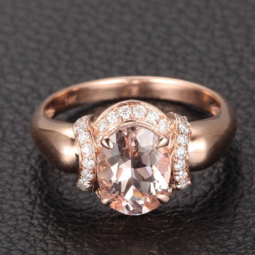 Vintage Oval Morganite Diamond Engagement Ring - Lord of Gem Rings