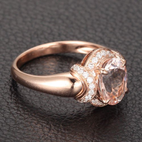 Vintage Oval Morganite Diamond Engagement Ring - Lord of Gem Rings