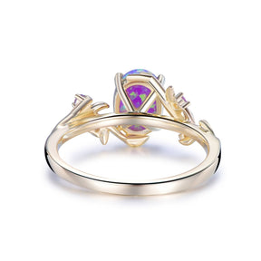Vintage Oval purple Opal Engagement Amethyst Vine Ring 14K Gold - Lord of Gem Rings