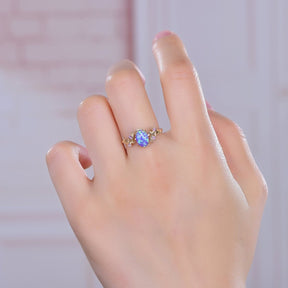 Vintage Oval purple Opal Engagement Amethyst Vine Ring 14K Gold - Lord of Gem Rings