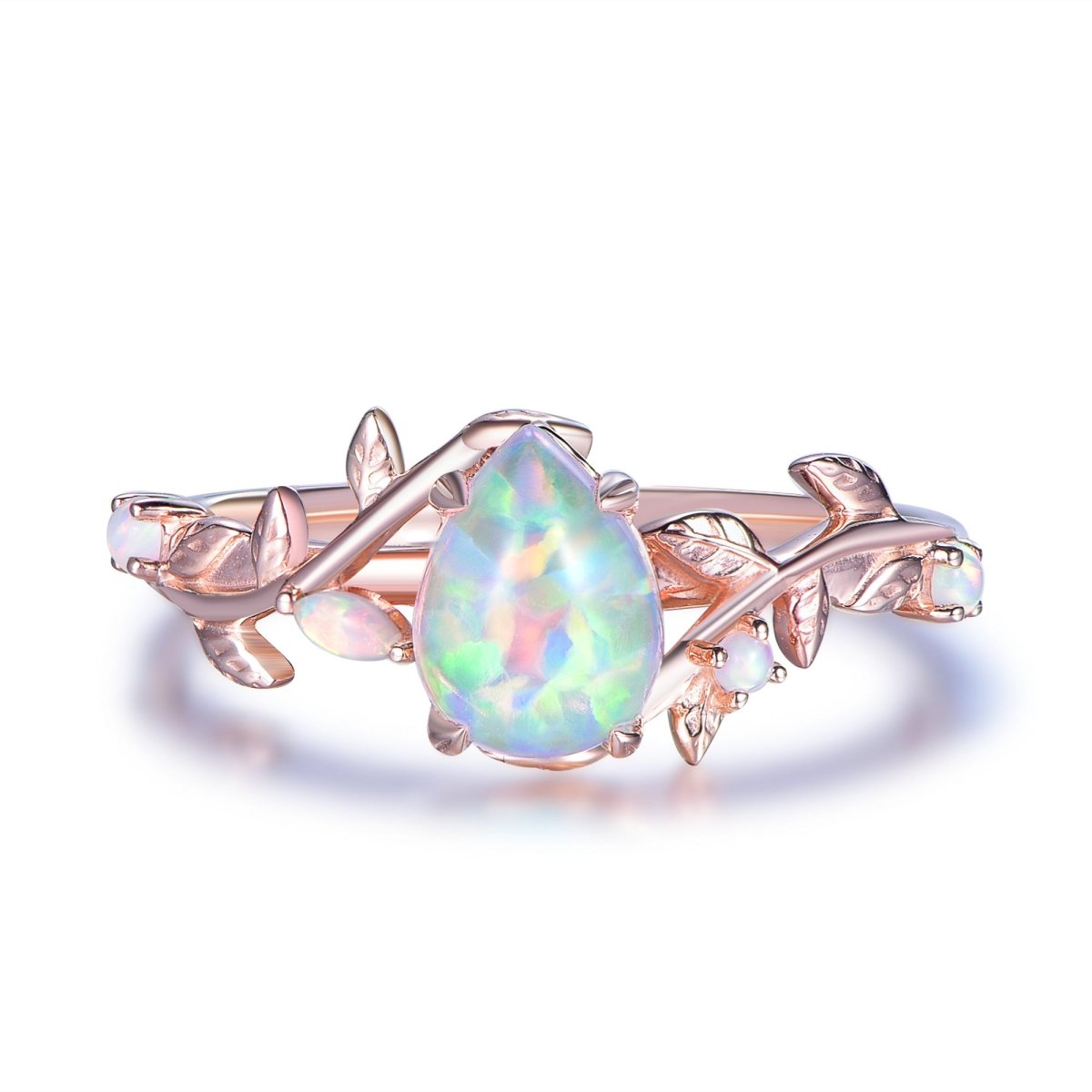 Vintage Pear Opal Engagement Vine Ring 14K Gold - Lord of Gem Rings