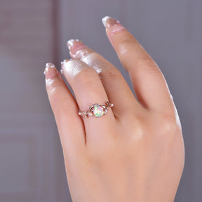 Vintage Pear Opal Engagement Vine Ring 14K Gold - Lord of Gem Rings