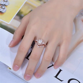 Vintage Pincess Dana Halo Round Moissanite Bridal Set Tiara Marquise Diamond Band - Lord of Gem Rings