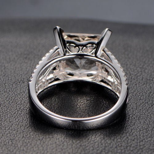 Vintage Princess Morganite Diamond Filigree Ring 14K White Gold - Lord of Gem Rings