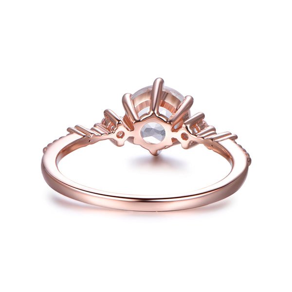 Vintage Prong-Set Round Moonstone Diamond Engagement Ring - Lord of Gem Rings