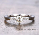 Vintage Round Moissanite Ring Diamond Accents - Lord of Gem Rings
