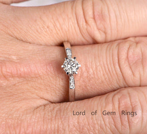 Vintage Round Moissanite Ring Diamond Accents - Lord of Gem Rings