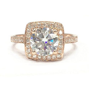 Vintage Round Moissanite Ring Diamond Cushion Halo - Lord of Gem Rings