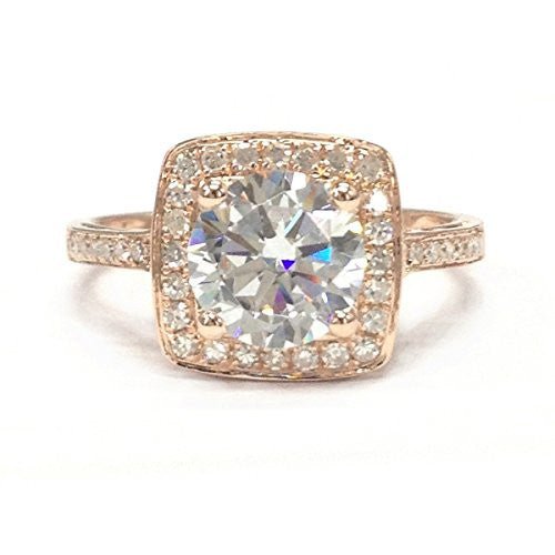 Vintage Round Moissanite Ring Diamond Cushion Halo - Lord of Gem Rings