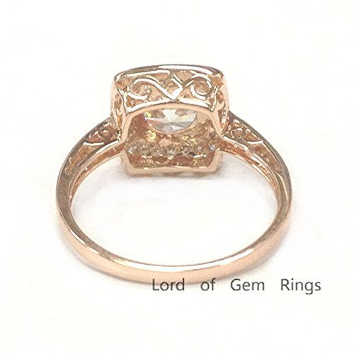 Vintage Round Moissanite Ring Diamond Cushion Halo - Lord of Gem Rings