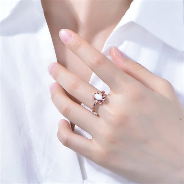 Vintage Style Oval Africa Opal Diamond Floral Halo Engagement Ring - Lord of Gem Rings