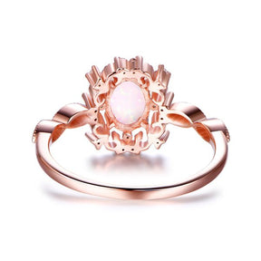 Vintage Style Oval Africa Opal Diamond Floral Halo Engagement Ring - Lord of Gem Rings