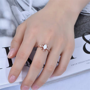 Vintage Style Oval Africa Opal Diamond Floral Halo Engagement Ring - Lord of Gem Rings