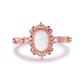 Vintage Style Oval Africa Opal Moissanite Floral Engagement Ring in 14K Gold - Lord of Gem Rings