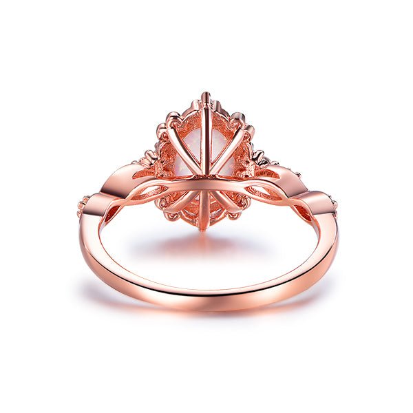 Vintage Style Oval Africa Opal Moissanite Floral Engagement Ring in 14K Gold - Lord of Gem Rings
