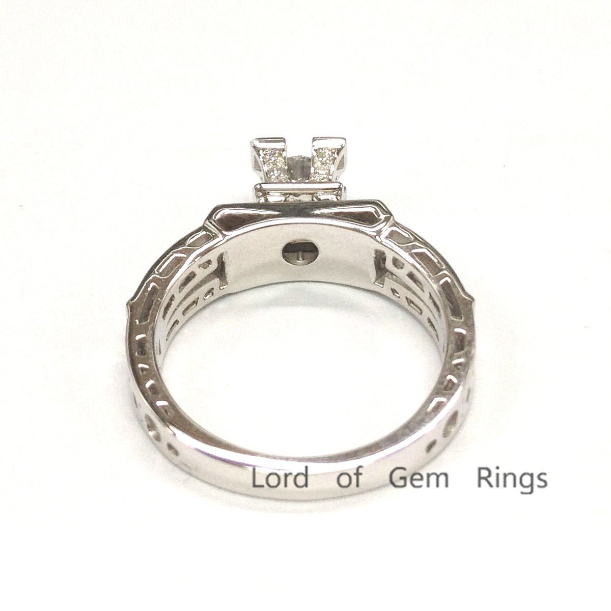 Vintage Style Round Moissanite Ring Eiffel Tower Diamond Accents - Lord of Gem Rings