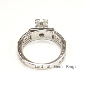 Vintage Style Round Moissanite Ring Eiffel Tower Diamond Accents - Lord of Gem Rings