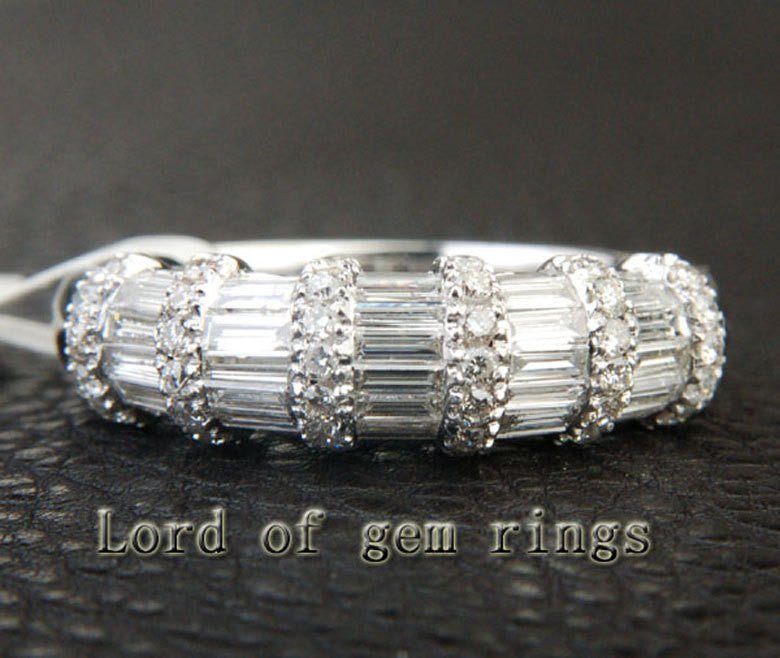 VS 1.39ctw Baguette/Round Diamonds Wedding Band 14K Gold - Lord of Gem Rings