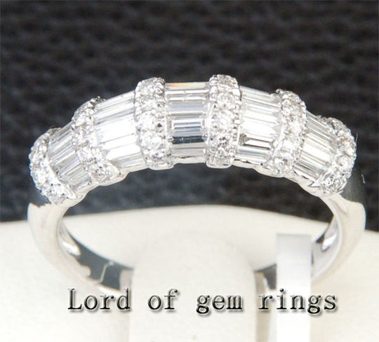 VS 1.39ctw Baguette/Round Diamonds Wedding Band 14K Gold