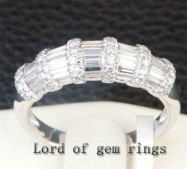VS 1.39ctw Baguette/Round Diamonds Wedding Band 14K Gold - Lord of Gem Rings