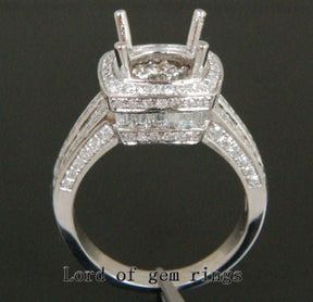 VS Baguette Diamond Engagement Semi Mount Ring 14K White Gold Setting Round 9mm - Lord of Gem Rings