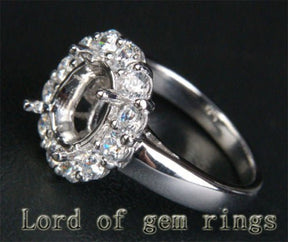 VS Diamond Engagement Semi Mount Ring 14K White Gold Setting Oval 7x9mm - Lord of Gem Rings