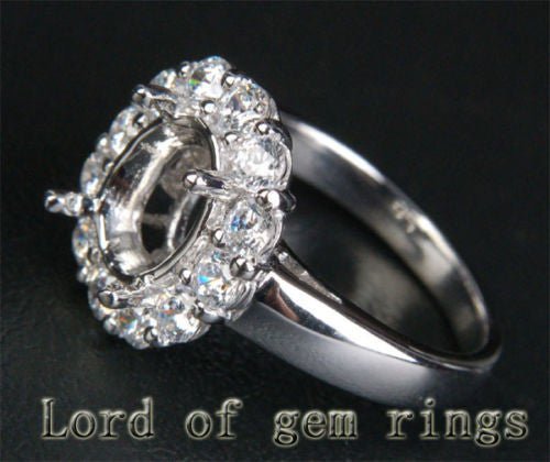 VS Diamond Engagement Semi Mount Ring 14K White Gold Setting Oval 7x9mm - Lord of Gem Rings