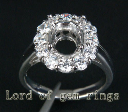 VS Diamond Engagement Semi Mount Ring 14K White Gold Setting Oval 7x9mm - Lord of Gem Rings