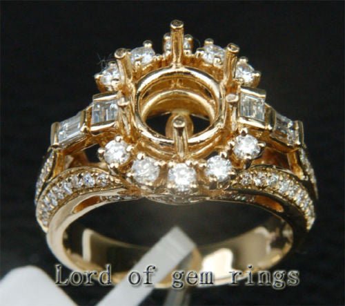 VS Diamond Engagement Semi Mount Ring 14K Yellow Gold Setting Round 8mm - Lord of Gem Rings