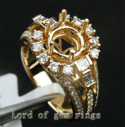 VS Diamond Engagement Semi Mount Ring 14K Yellow Gold Setting Round 8mm - Lord of Gem Rings