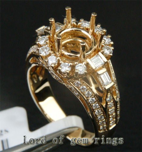 VS Diamond Engagement Semi Mount Ring 14K Yellow Gold Setting Round 8mm - Lord of Gem Rings