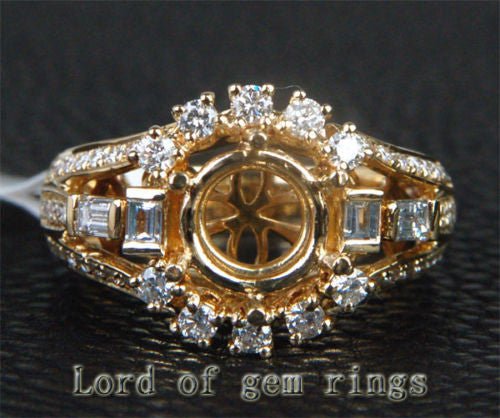 VS Diamond Engagement Semi Mount Ring 14K Yellow Gold Setting Round 8mm - Lord of Gem Rings