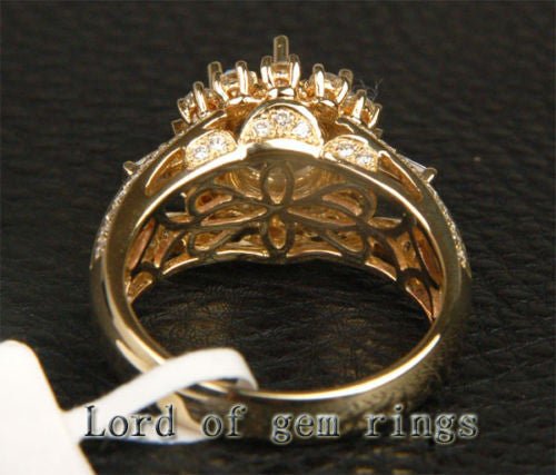 VS Diamond Engagement Semi Mount Ring 14K Yellow Gold Setting Round 8mm - Lord of Gem Rings