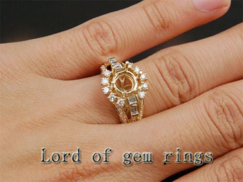 VS Diamond Engagement Semi Mount Ring 14K Yellow Gold Setting Round 8mm - Lord of Gem Rings